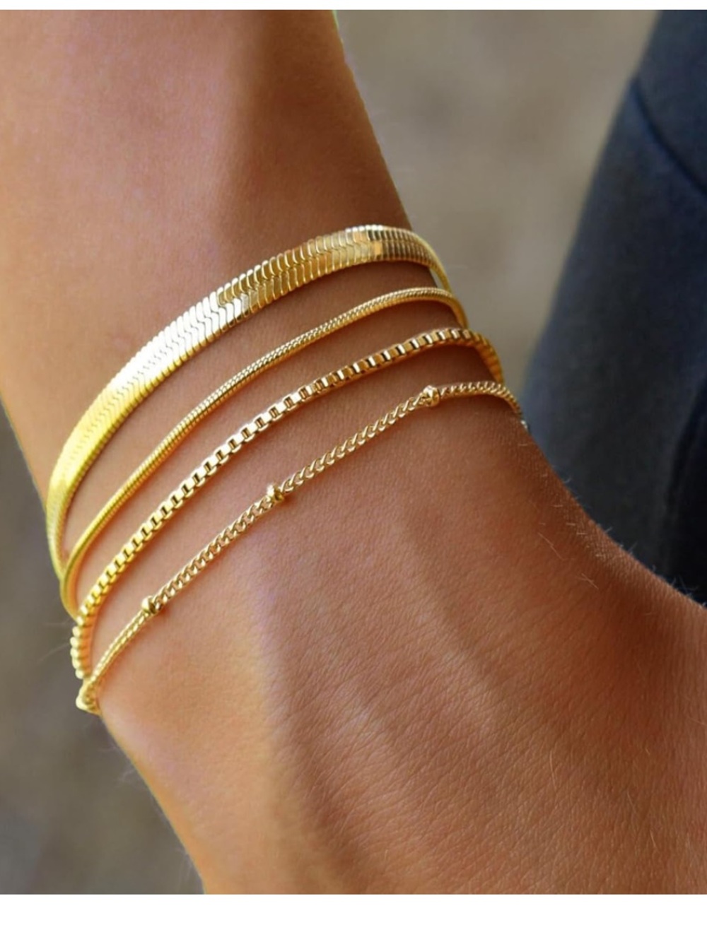 Elegant Gold Multi-Chain Bracelet Set – Women Jewelry